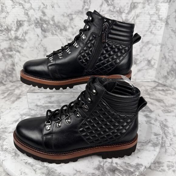 Blondo Womens Helen Waterproof Hiker Boot Size 7 Lace Up Black Quilted Leather - Picture 5 of 9